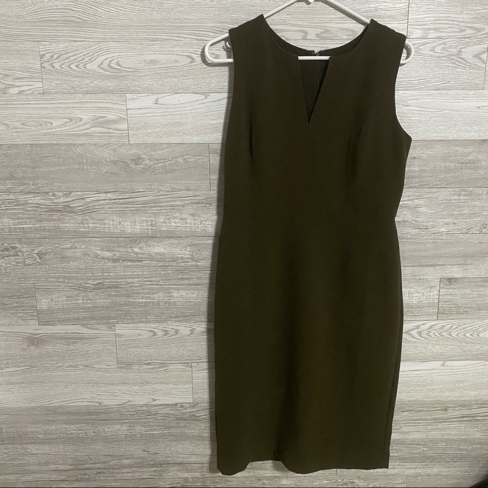 Ann Taylor Professional Army Green Dress with Slit